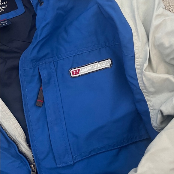 American Eagle Outfitters Men's Blue and Gray Ski Jacket - Picture 3 of 3